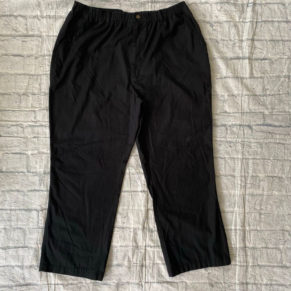 Haband Casual Joe cotton blend women 12 khaki pull on pants w/elastic waist blac